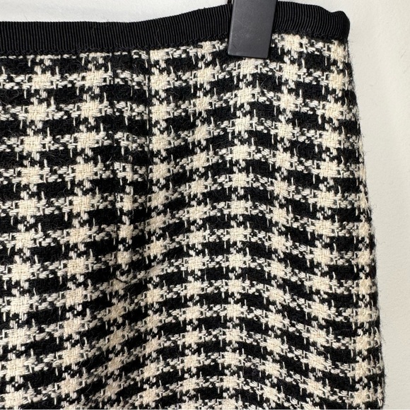 Tory Burch Black & Cream Wool Houndstooth Pencil Skirt Size 2 - Picture 3 of 11
